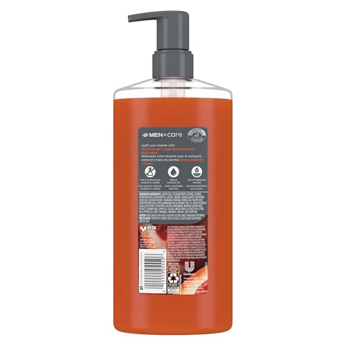 DOVE MEN + CARE Body Wash Blood Orange to Rebuild Skin in the Shower with Plant-Based Cleansers and Moisturizers 26 fl oz
