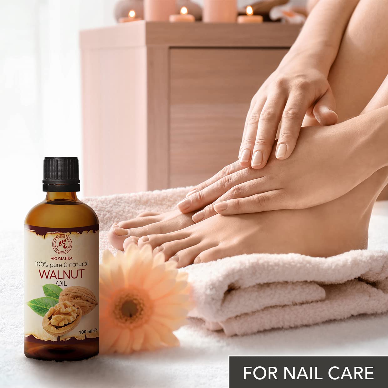 AROMATIKA Walnut Oil 3.4 fl oz - Juglans Regia Seed Oil - USA - 100% Pure - Intensive for Face Care - Body - Hair - Skin - Nails - Hands - Good w/Essential Oil