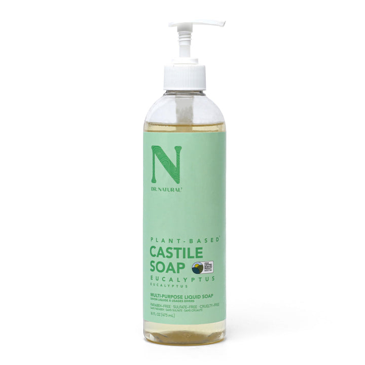 Dr. Natural Castile Liquid Soap - Multi-Use Body Wash, Shampoo and Face Wash - Hydrating Body Soap for Skin, Hair, Pets and Home - Eucalyptus - 16 oz
