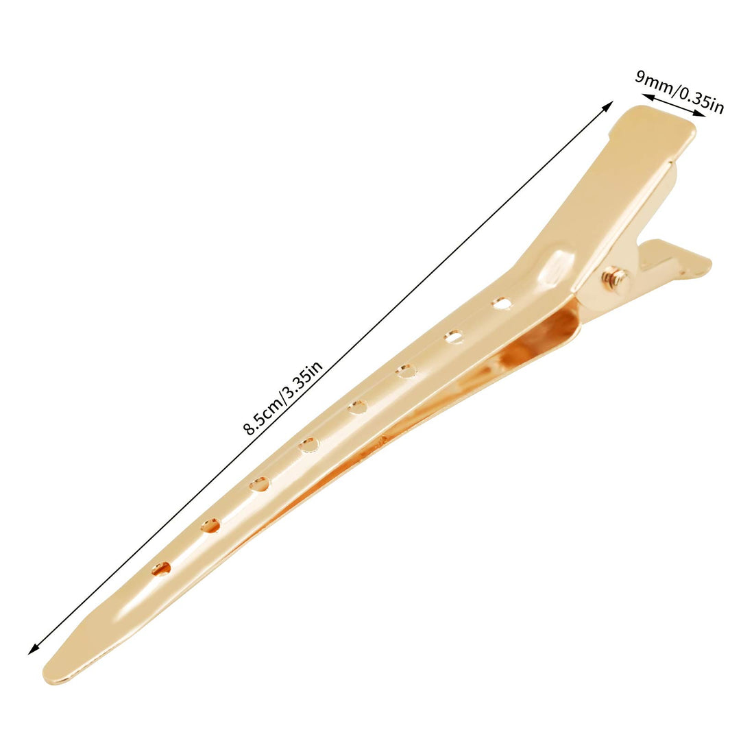 24 Packs Duck Bill Clips, Bantoye 3.35 Inches Rustproof Metal Alligator Curl Clips with Holes for Hair Styling, Hair Coloring, Gold