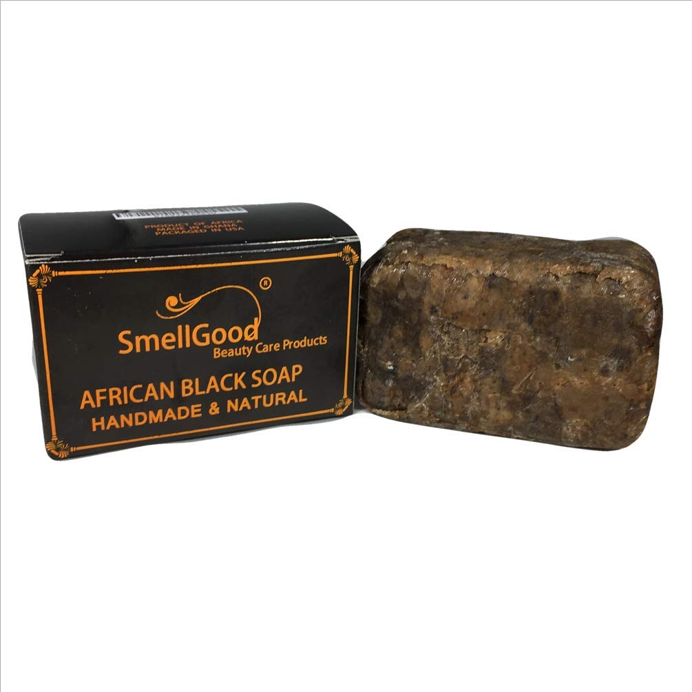 SmellGood - African Black Soap, totally natural, best quality, raw and organic soap, great for body and face wash, imported from Ghana, 8oz bar