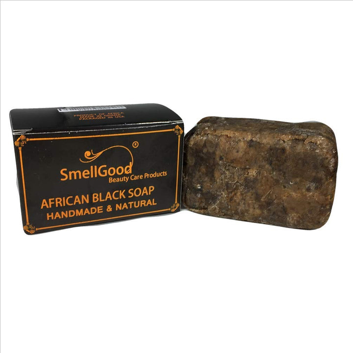 SmellGood - African Black Soap, totally natural, best quality, raw and organic soap, great for body and face wash, imported from Ghana, 8oz bar