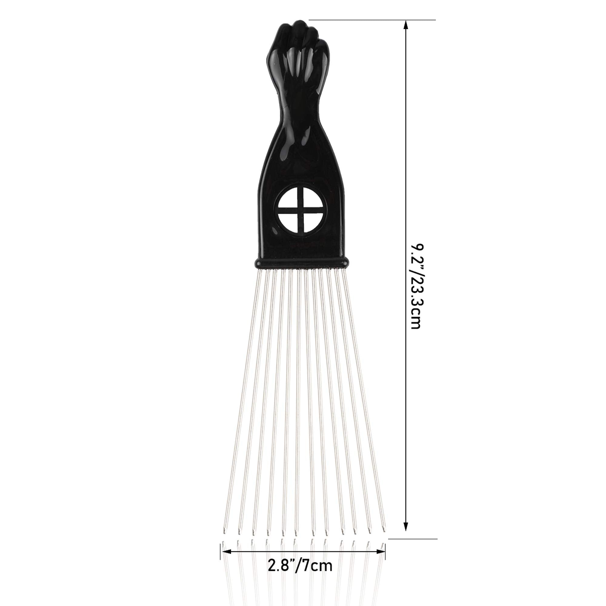 Folansy Afro Comb Metal African American Pick Comb Hairdressing Styling Tool Hair Pick for Hair Styling(Fist Style)