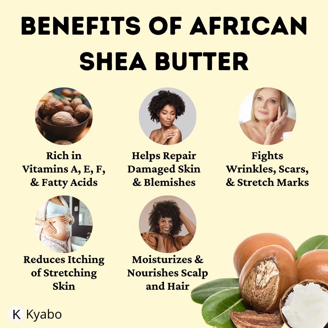 Kyabo New Pure African White Ivory Shea Butter 5Lbs Premium 100% Natural Virgin RAW Organic Grade A Unrefined Ghana Skin Beauty Care Face Body Hair Scalp Non GMO Natural Karite Organics