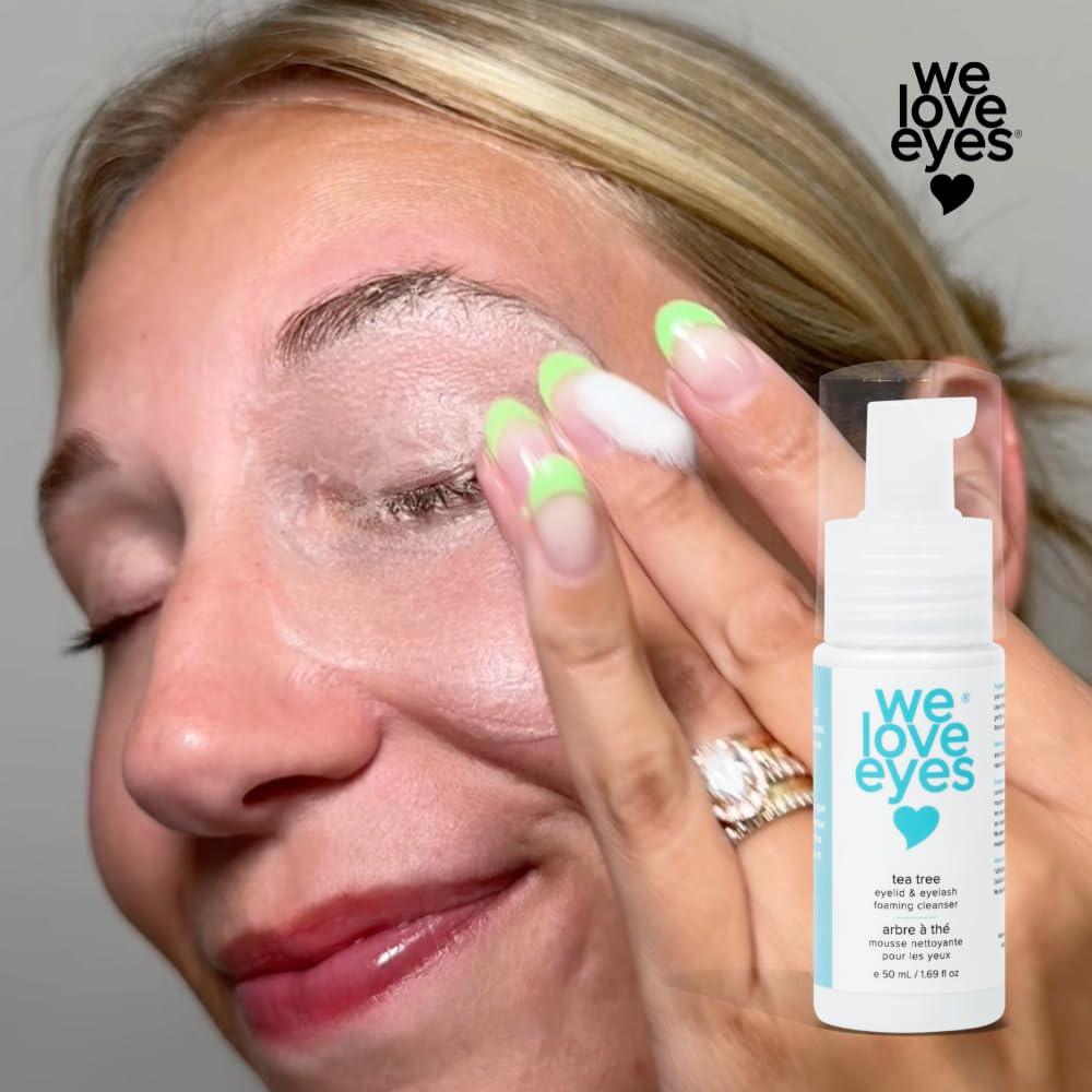 We Love Eyes: Tea Tree Eyelid Foaming Cleanser - Vegan. All natural. Cruelty free. Safe for false lashes and eyelash extensions.