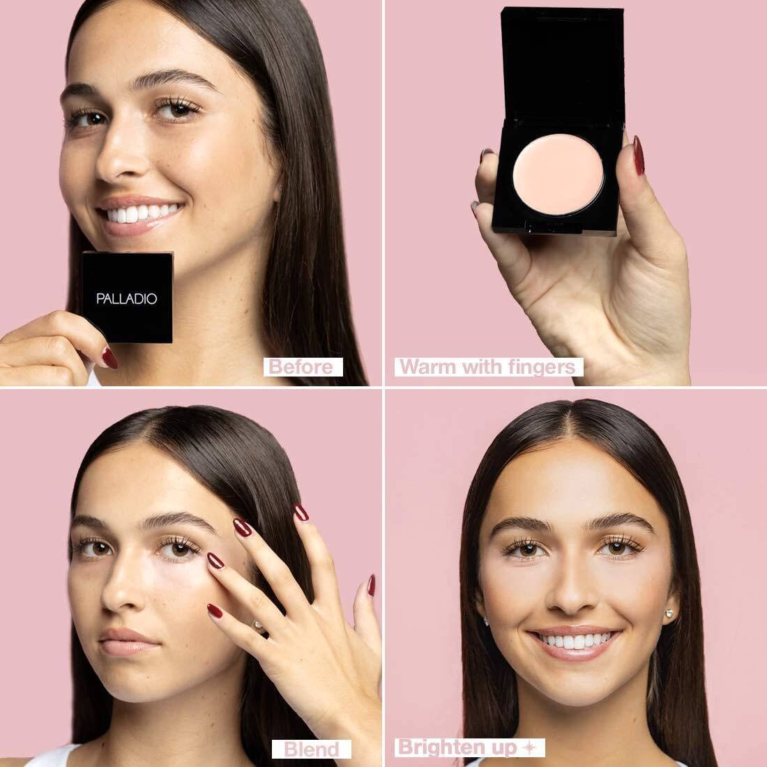 Palladio Under Eye Brightener, Conceal, Brightens, Reduces Appearance of Dark Circles, With Caffeine Peptides & Vitamin E, Tired Skin Color Correcting Brightener & Primer, Light to Medium Skin Tone