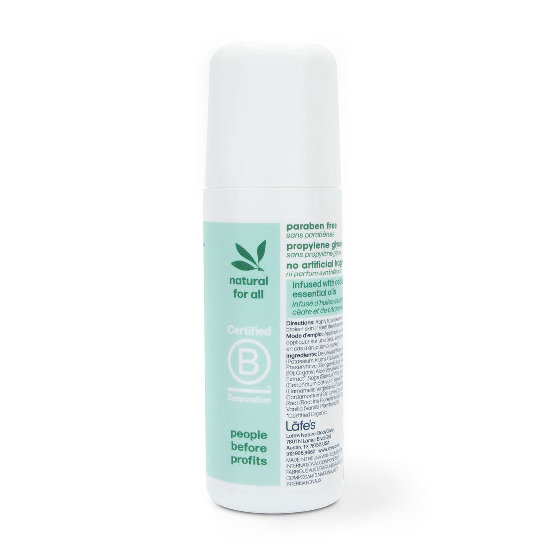 Lafe's Fresh Roll On Deodorant (Pack of 2) With Cedar, Sage, and Aloe Vera, 2.5 oz Each
