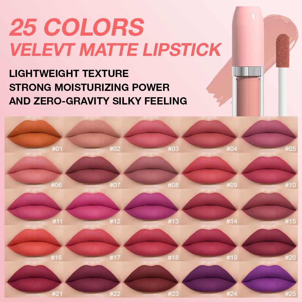 BINGBRUSH Super Stay Matte Longwear No-Budge Liquid Lipstick Makeup,Highly Pigmented Color and Instant Shine, Cheeky, Soft Matte Lip Cream Lightweight Lipgloss (02#, Pack of 1)