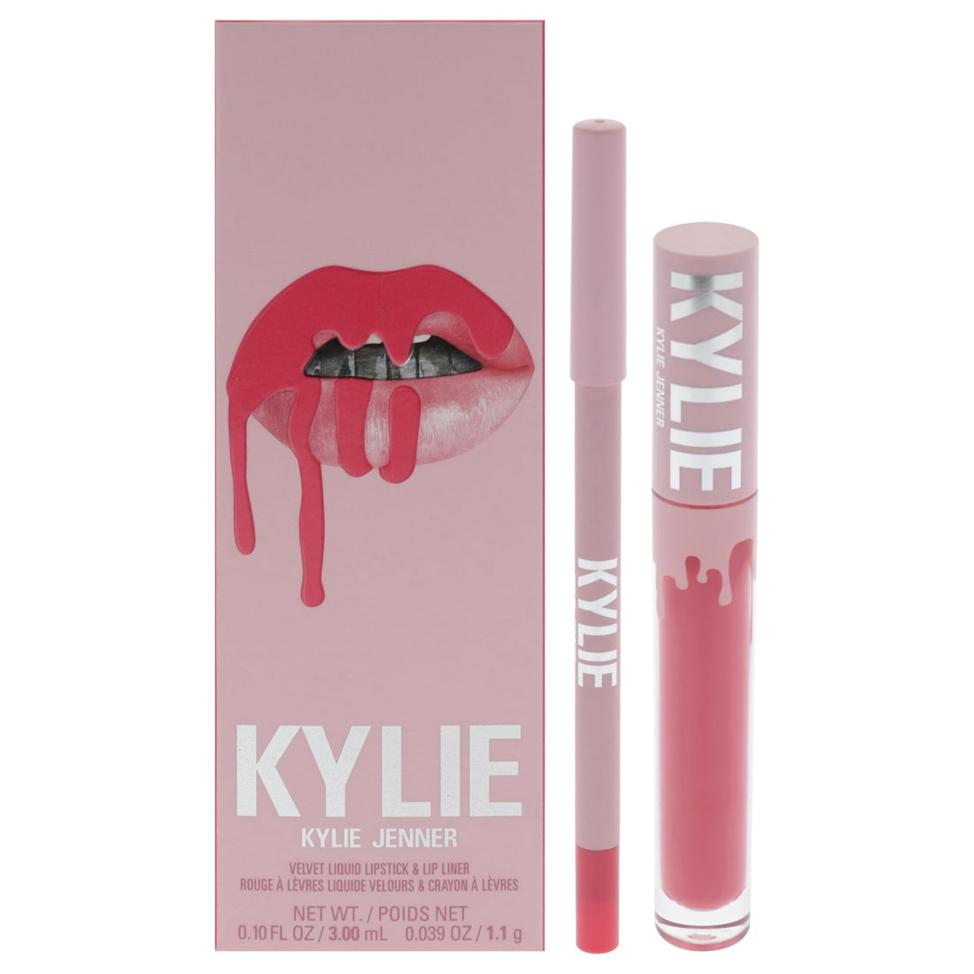 Velvet Lip Kit - 203 Party Girl by Kylie Cosmetics for Women - 2 Pc 0.10oz Velvet Liquid Lipstick, 0.039oz Lip Liner