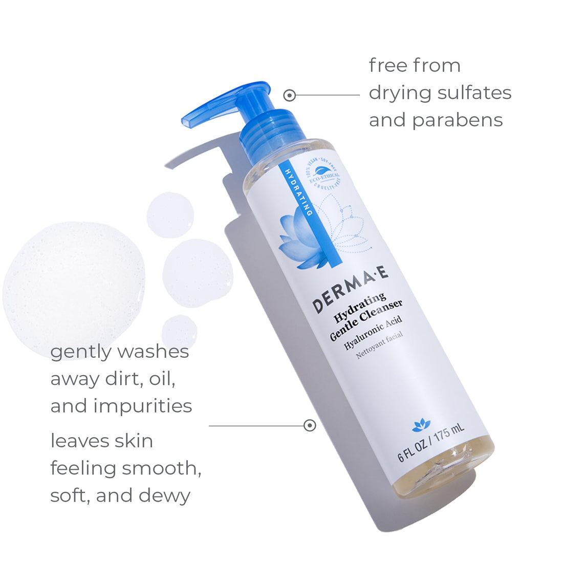Derma E Natural Bodycare Hyaluronic Hydrating Cleanser, 6-Ounce