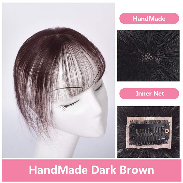 viviaBella clip on bangs human hair 3D Clip-on Bangs Topper Real Hair Air Bangs One Piece Clip in Hair Topper/Hair Fringe (3D Machine Made, Natural Black)