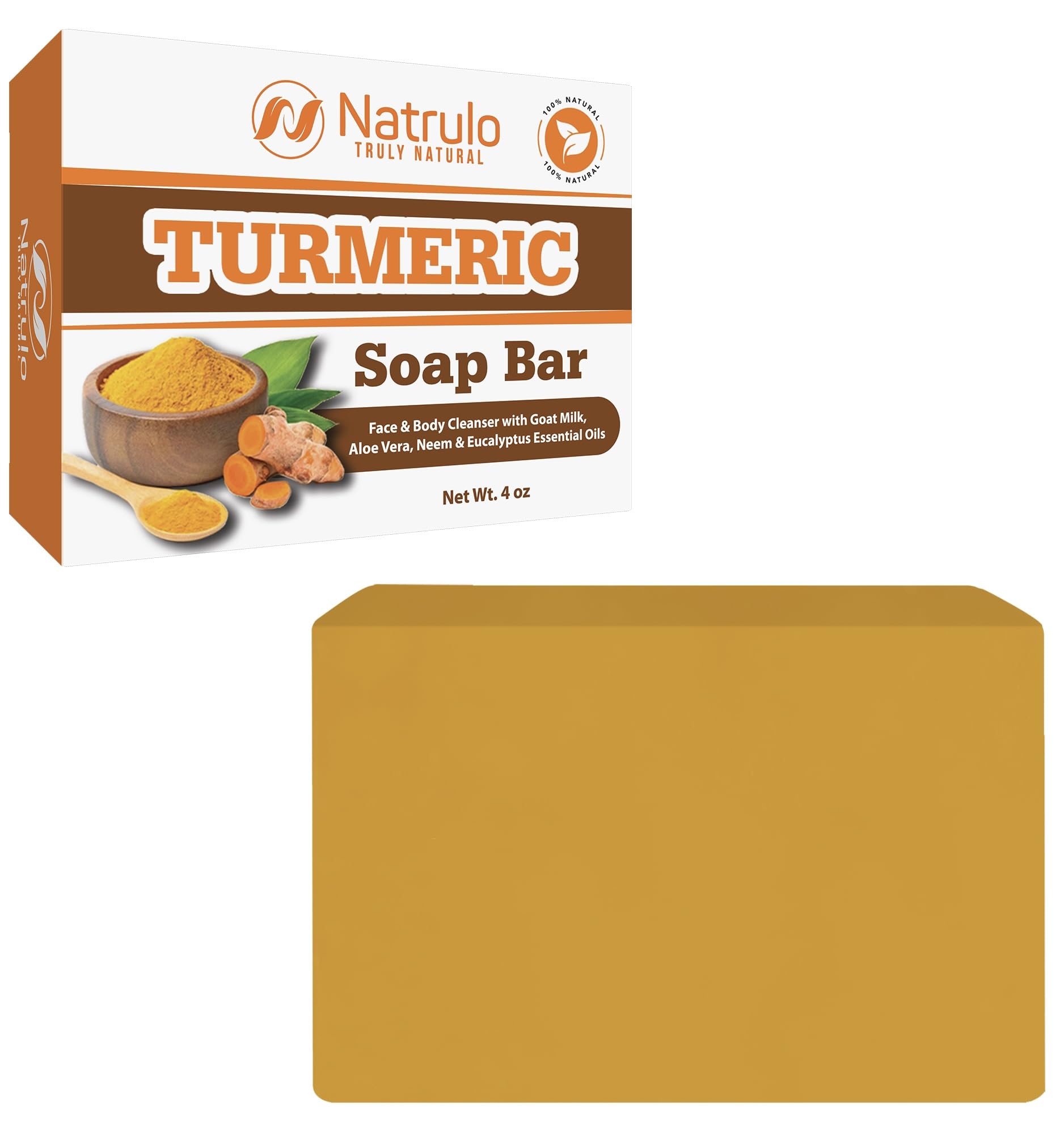 Turmeric Soap Bar for Face & Body – Natural Turmeric Skin Brightening Soap for Dark Spots, Intimate Areas, Underarms – Turmeric Face Wash Reduces Acne, Fades Scars & Cleanses Skin – 4oz, Made in USA