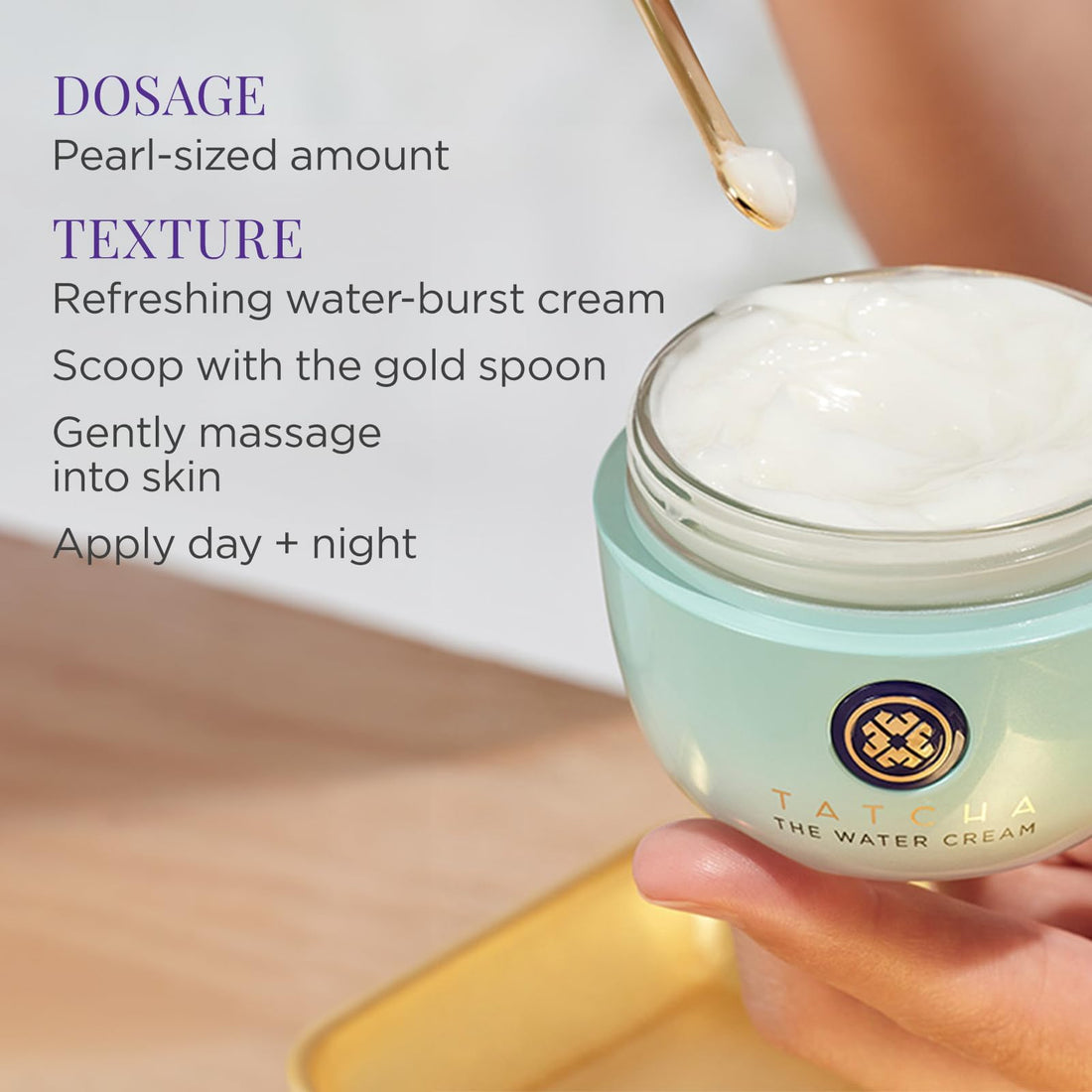 TATCHA The Water Cream | Cream Moisturizer for Face, Optimal Hydration For Pure Poreless Skin | Travel Size | 10 ml / 0.34 oz