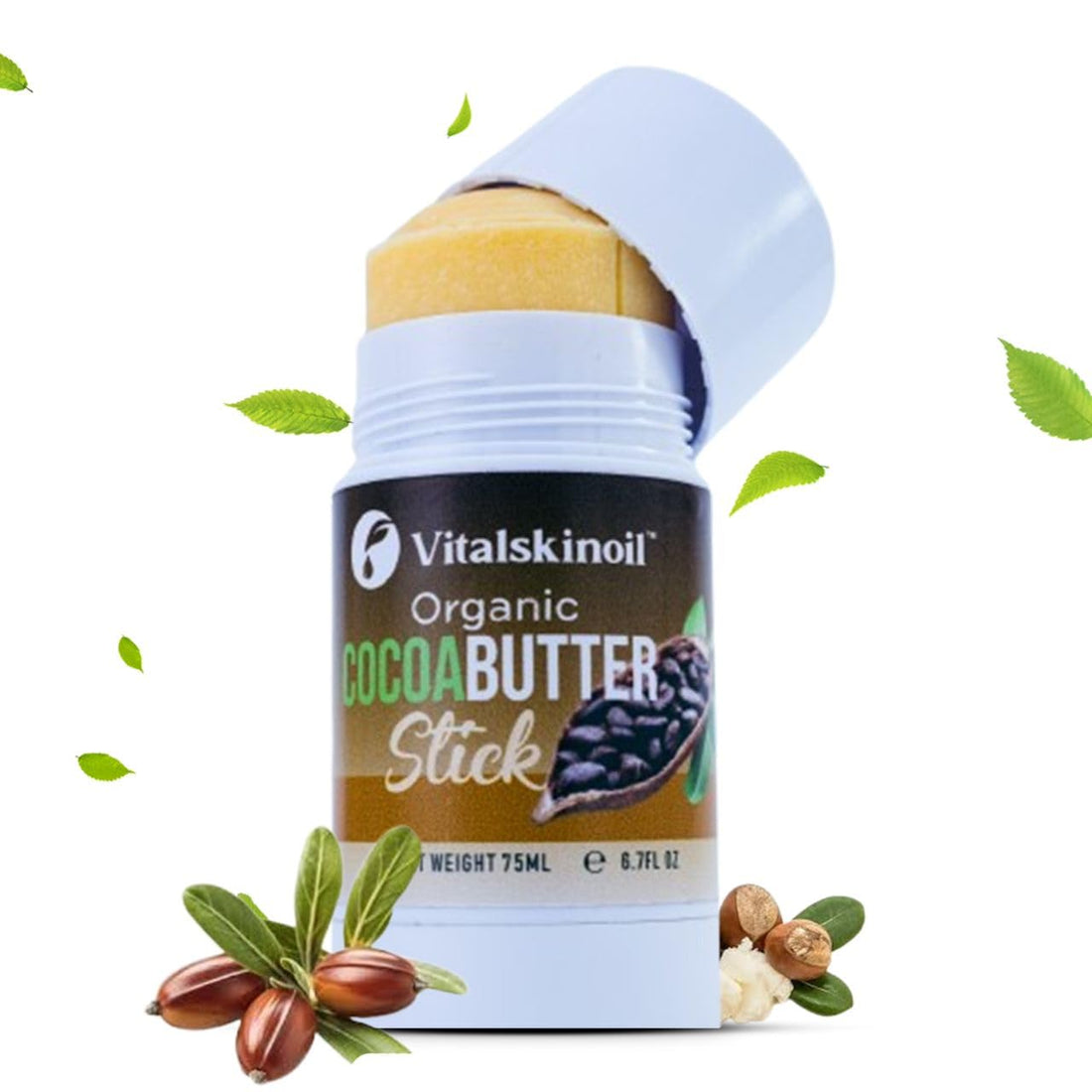 VITALSKINOIL Organic Cocoa Butter Body swivel Stick, Belly Butter Stick, Heel Balm, Travel Lotion, 6.7 fl oz