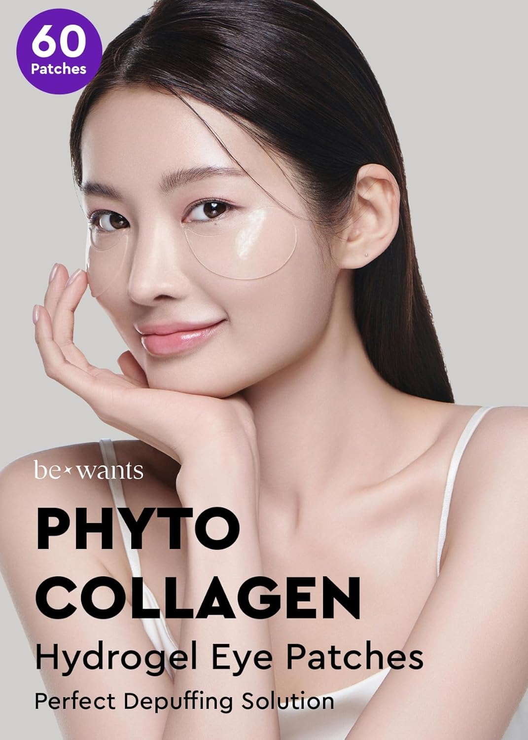BE+WANTS Bewants Eye Patches for Dark Circles, Korean Under Eye Mask for Puffy Eyes – Vegan Collagen with 71.9% Bamboo Water, 60 Patches