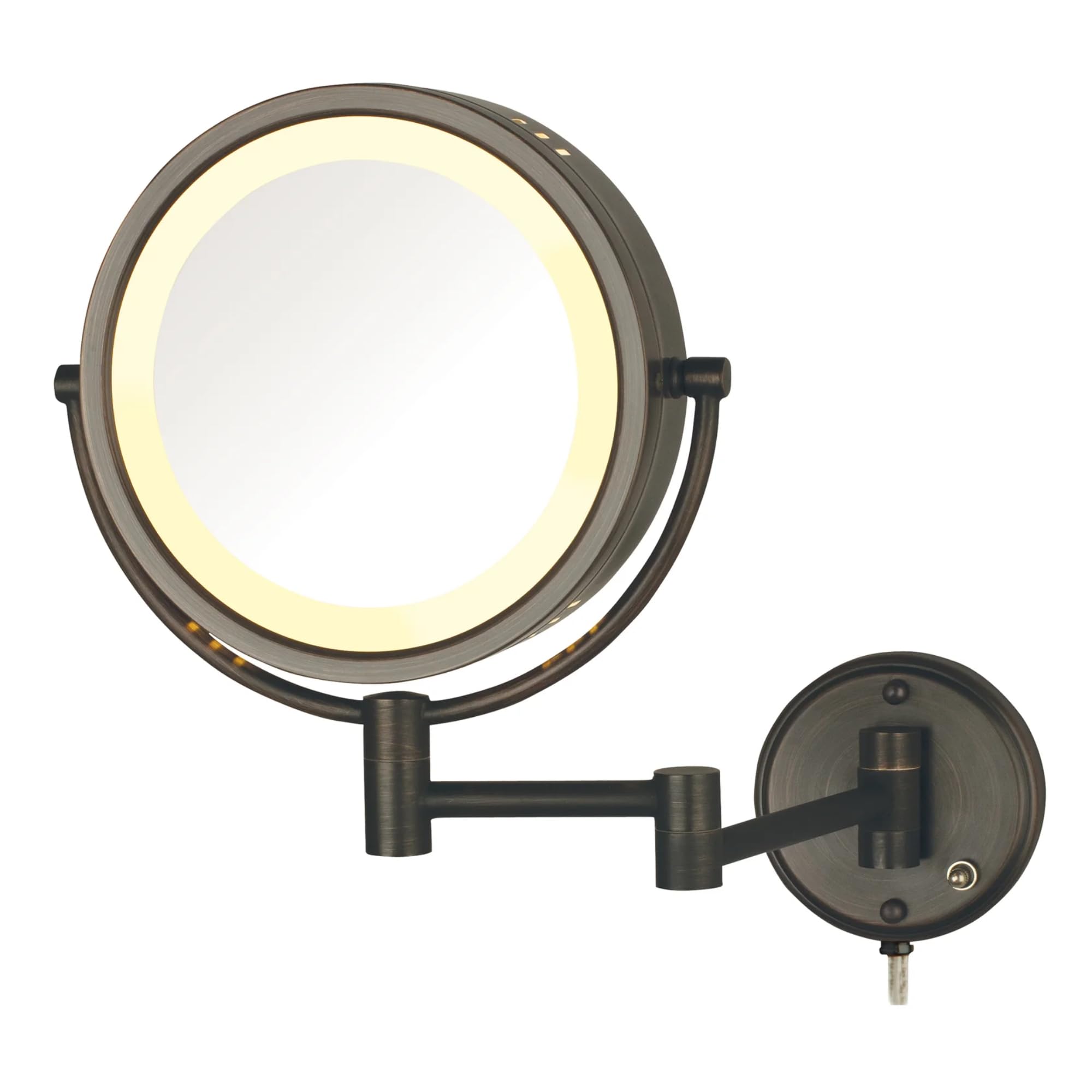 Jerdon HL75BZ 8.5-Inch Lighted Wall Mount Makeup Mirror with 8x Magnification, Bronze Finish