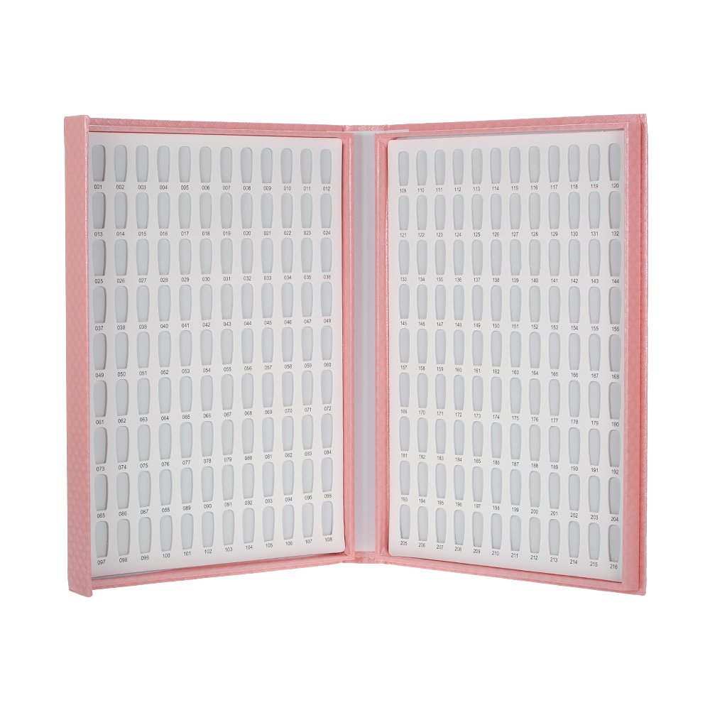 Nail Display Chart, 216 Colors Nail Gel Polish Color Card with 240 Tips Nail Art Salon Set Pink