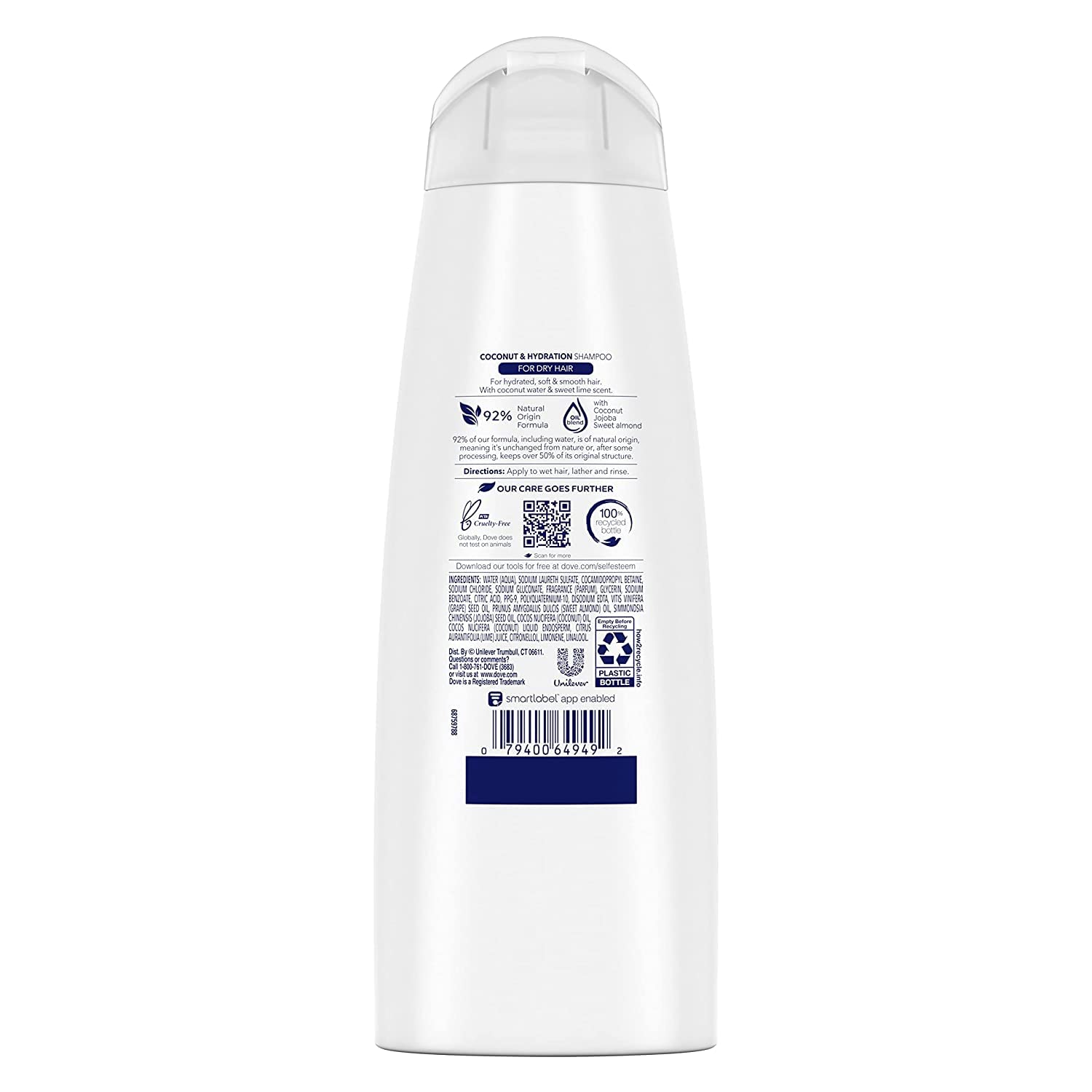 Dove Nutritive Solutions Coconut & Hydration Shampoo, 12 fl oz (Pack of 2)