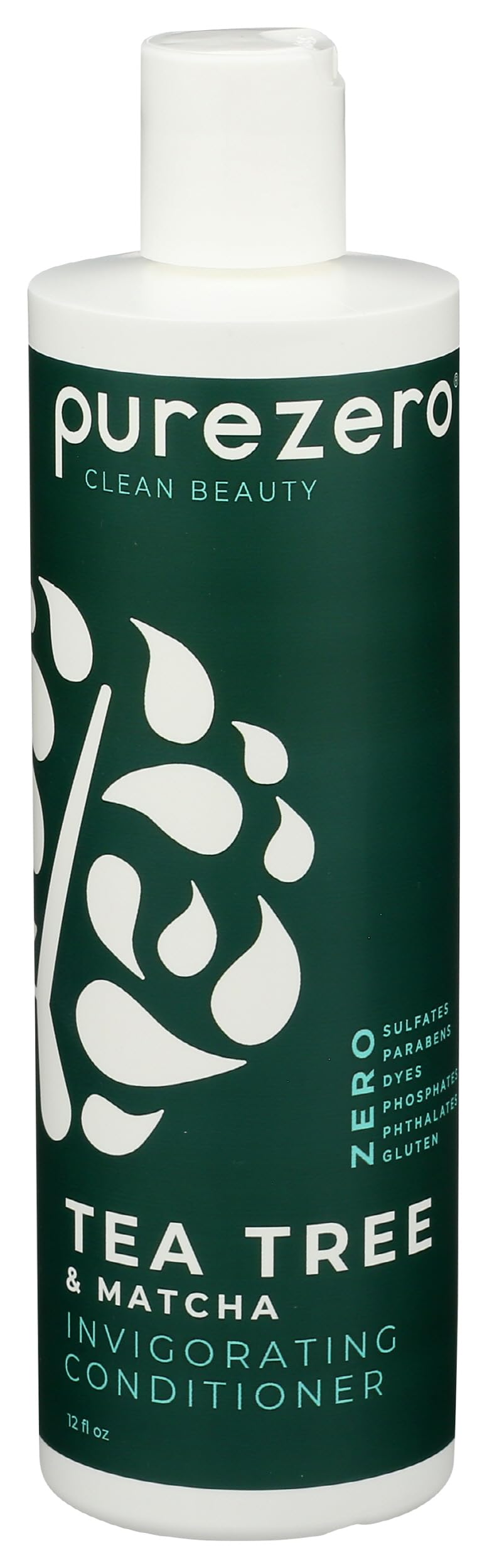 Purezero Tea Tree & Matcha Conditioner - Minty Nourishing & Invigorating Scalp Treatment - Zero Sulfates, Parabens, Dyes Vegan and Cruelty Free - 12 oz