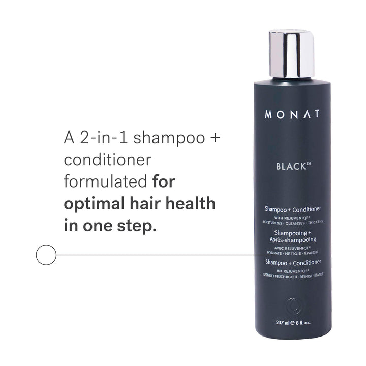 MONAT Black Shampoo + Conditioner – A 2-in-1 Formula for Optimal Hair Care in One Step – Cleanses, Conditions, and Promotes Stronger, Healthier-Looking Hair – For All Hair Types – 237ml (8.0 fl oz)