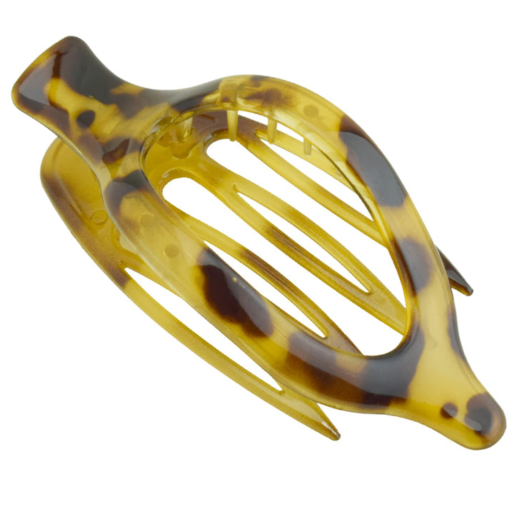 Parcelona France Wide Beak Celluloid Light Tortoise Shell Side Slide In Hair Claw Clip Clamp Clutcher (Light Shell)