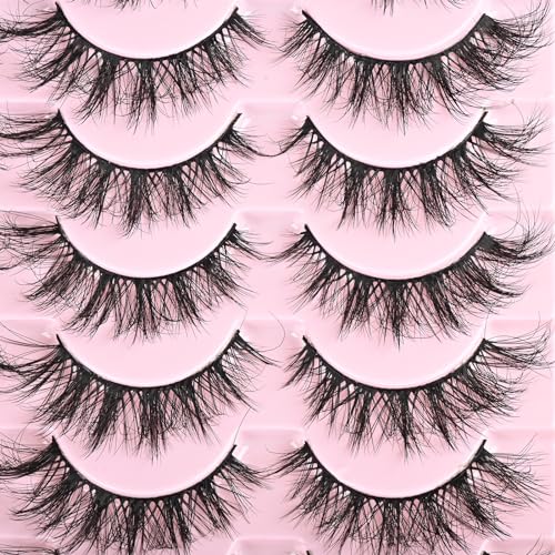 FARRED Cat Eye Lashes Short Natural Eyelashes 15mm Fluffy Wispy Strip Eyelash 14 Pairs Cute Natural Fake Lashes Packs Small Full Pestañas Set (F10 | 9-15mm)