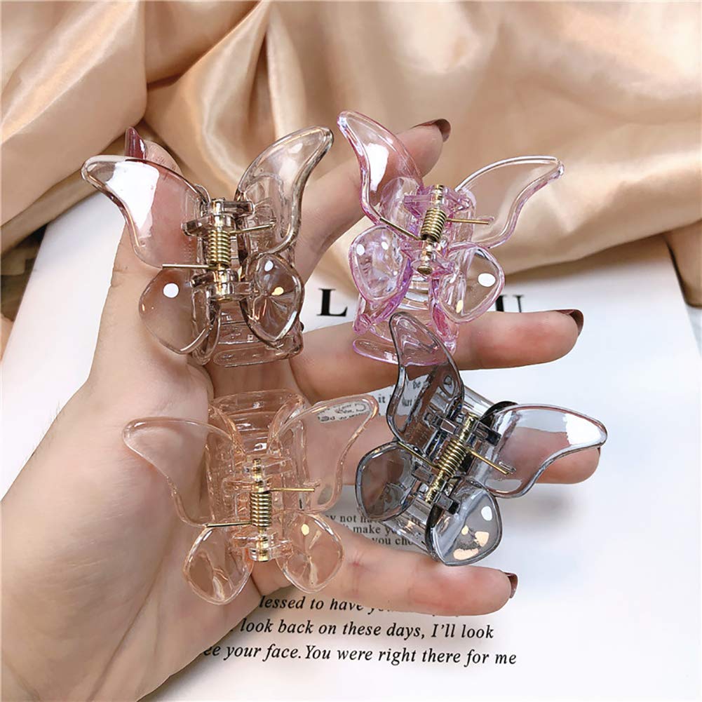 ccHuDE 6 Pcs Clear Mini Butterfly Hair Clips Hair Claw Clamps Jaw Clips Hair Accessories for Girls and Women
