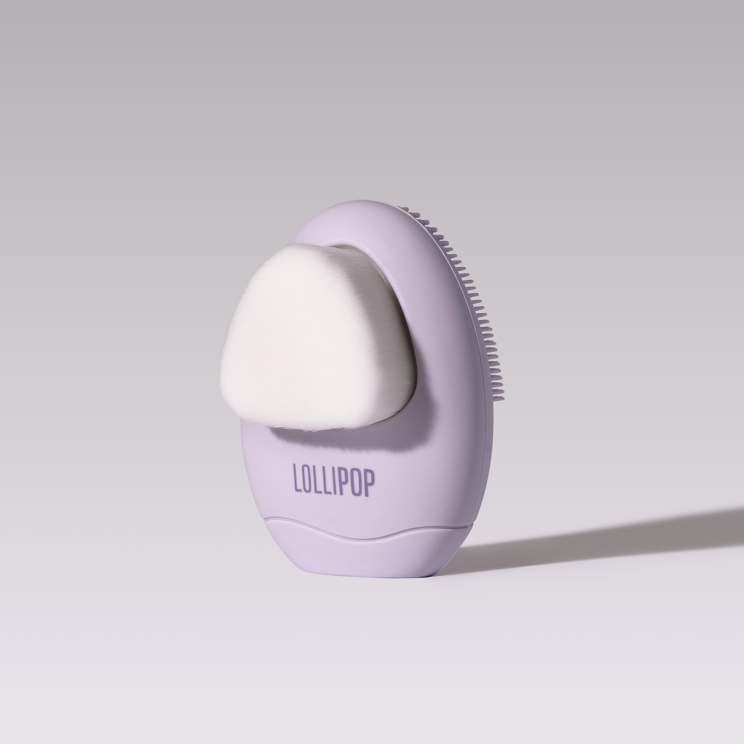 LOLLIPOP Palm Size Dual-Sided Silicone Face Exfoliator, Face Scrubber, Synthetic Face Brush Cleanser, Facial Cleansing Brush for Massage, Plum