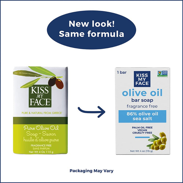 Kiss My Face Naked Pure Olive Oil Soap, Moisturizing Bar Soap, 8 oz Bars, (pack of 8)