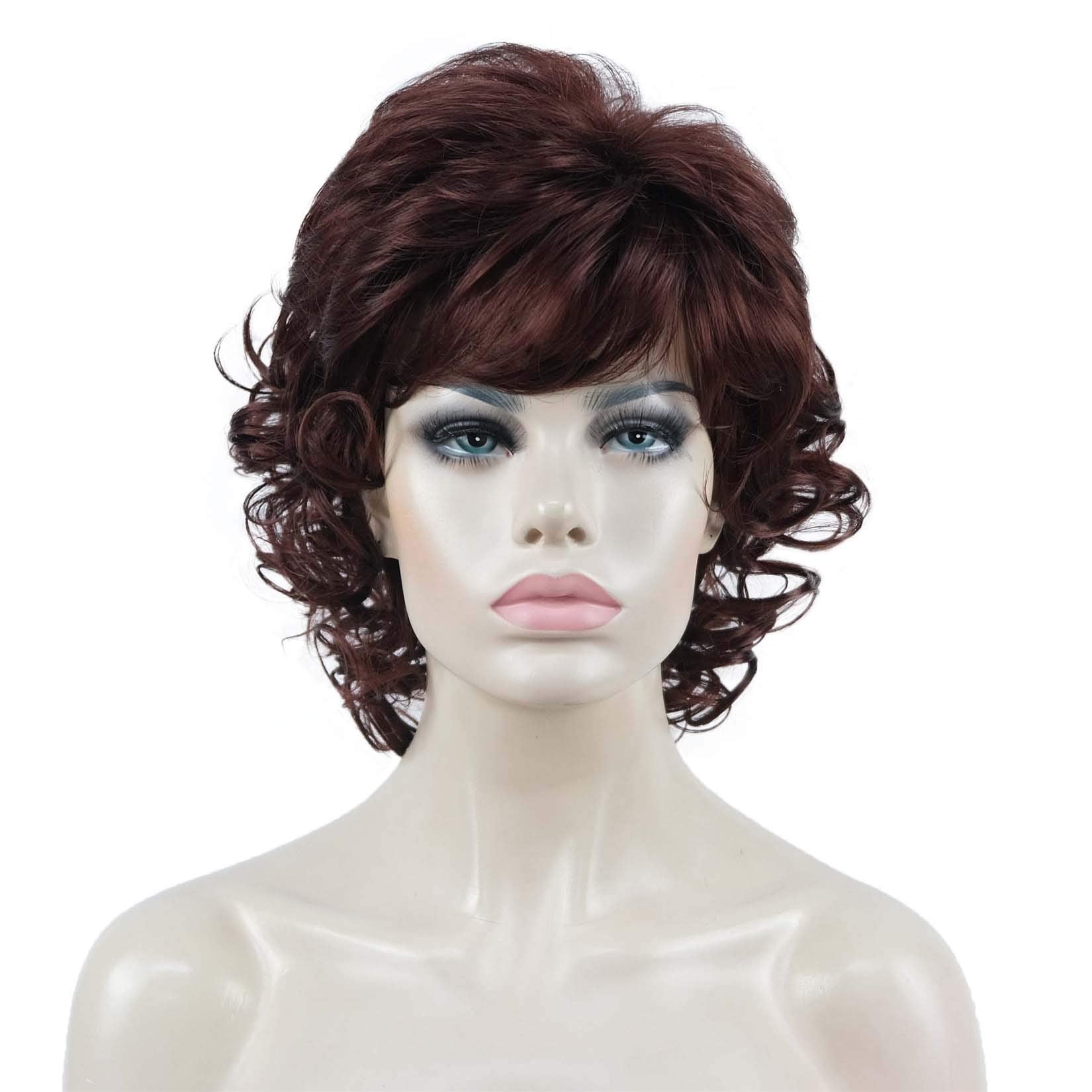 #33A-Dark Auburn: Aimole Short Curly Wig Synthetic Hair Women's Full Wigs 33A-Dark Auburn