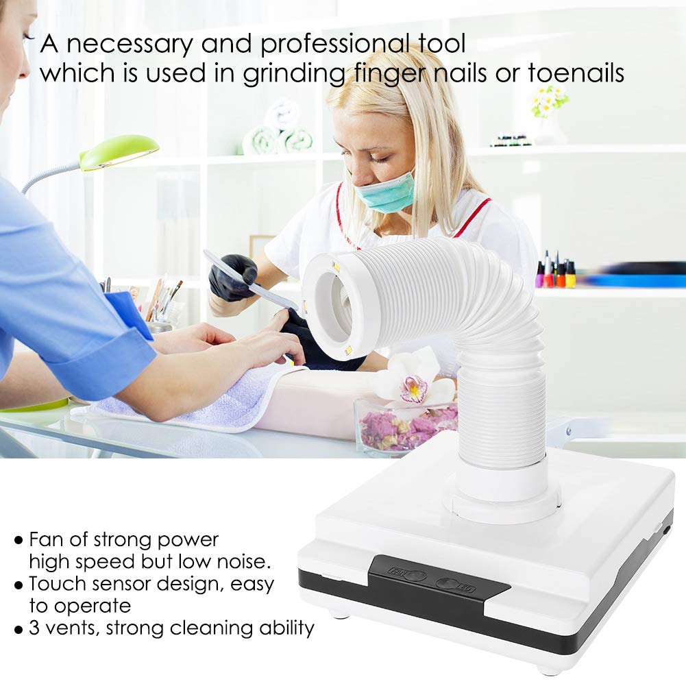 Sonew 2 in 1 Powerful Nail Dust Suction Collector 60W Strong Power Nails Fan Dust Remover Collector Manicure Vacuum Cleaner Telescopic Tube Retractable Elbow Design(US Plug)