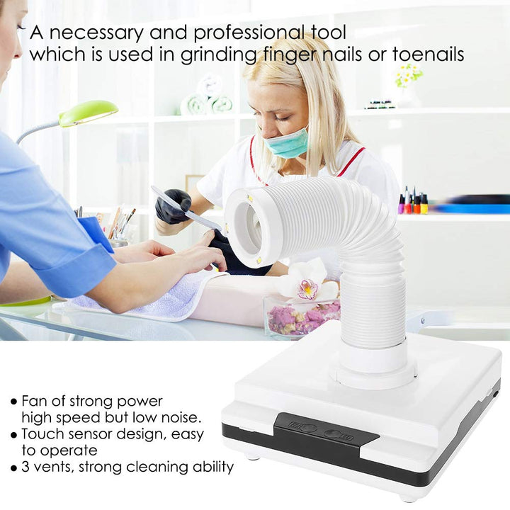 Sonew 2 in 1 Powerful Nail Dust Suction Collector 60W Strong Power Nails Fan Dust Remover Collector Manicure Vacuum Cleaner Telescopic Tube Retractable Elbow Design(US Plug)