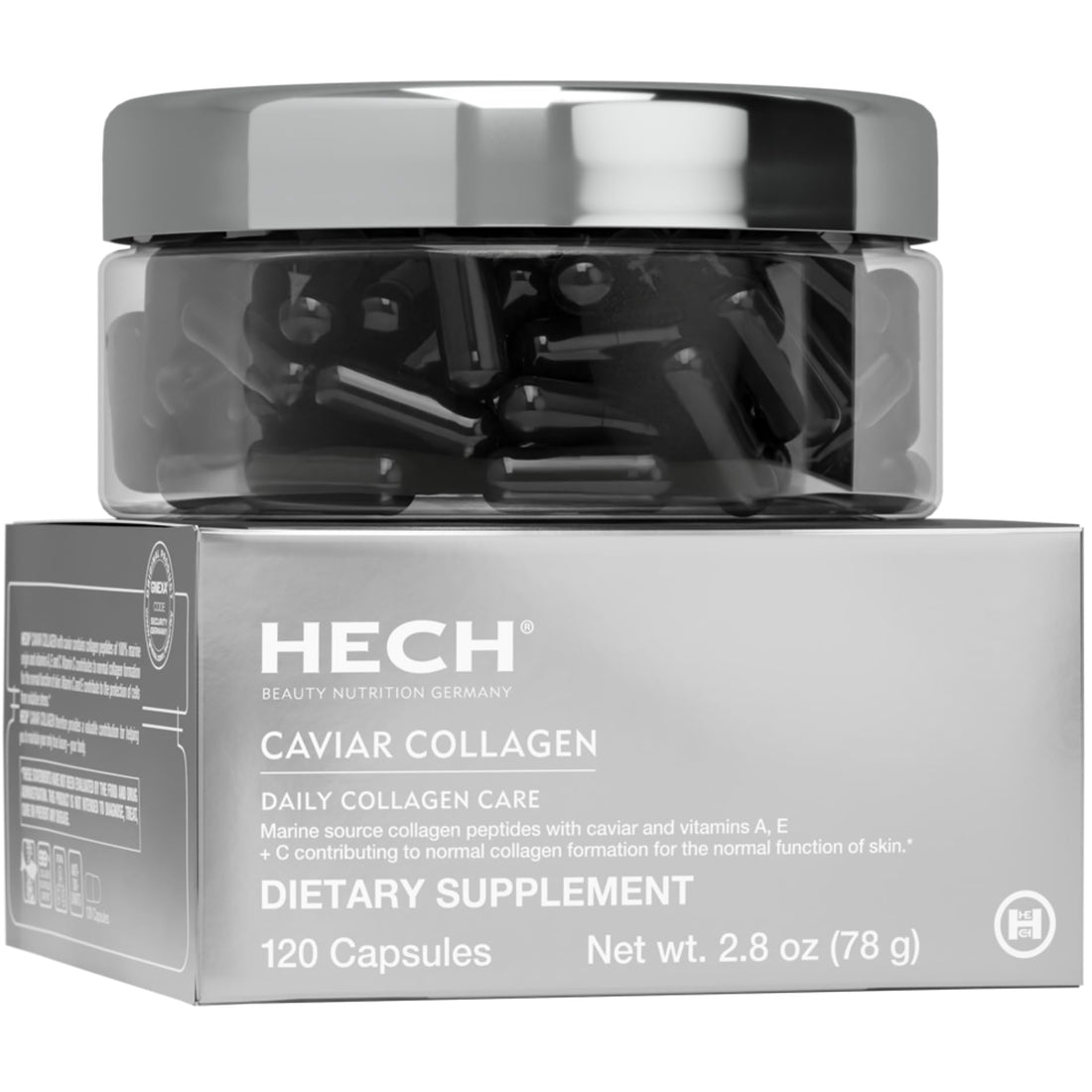 HECH Caviar Collagen Capsules - Beauty Supplement with 2,000 mg Marine Collagen Peptides, Caviar Extract and Vitamin Complex