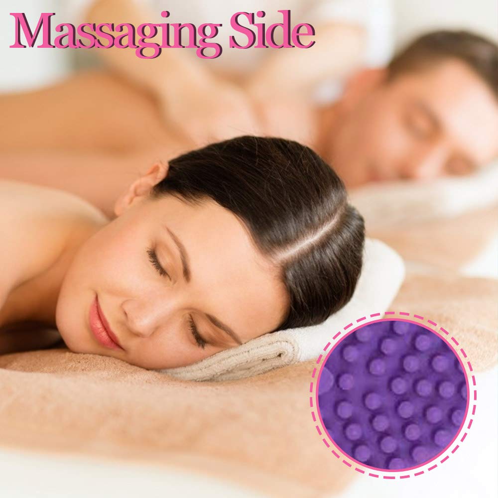 Silicone Body Scrubber, ABOLINE 2 Pack Exfoliating Silicone Shower Loofah Body Bath Brush,Easy to Clean,Long Lasting,Face and Body Clean Massage,Skin Exfoliation(Purple&Pink)