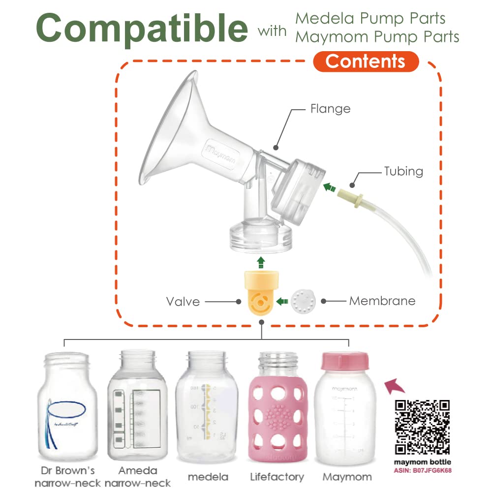 Maymom Breast Pump Kit Compatible with Medela Pump in Style Pumps; 2X Breastshields, 4 Valves, 6 Membranes, & 2 Pump-in-Style Tubing; (17 mm)