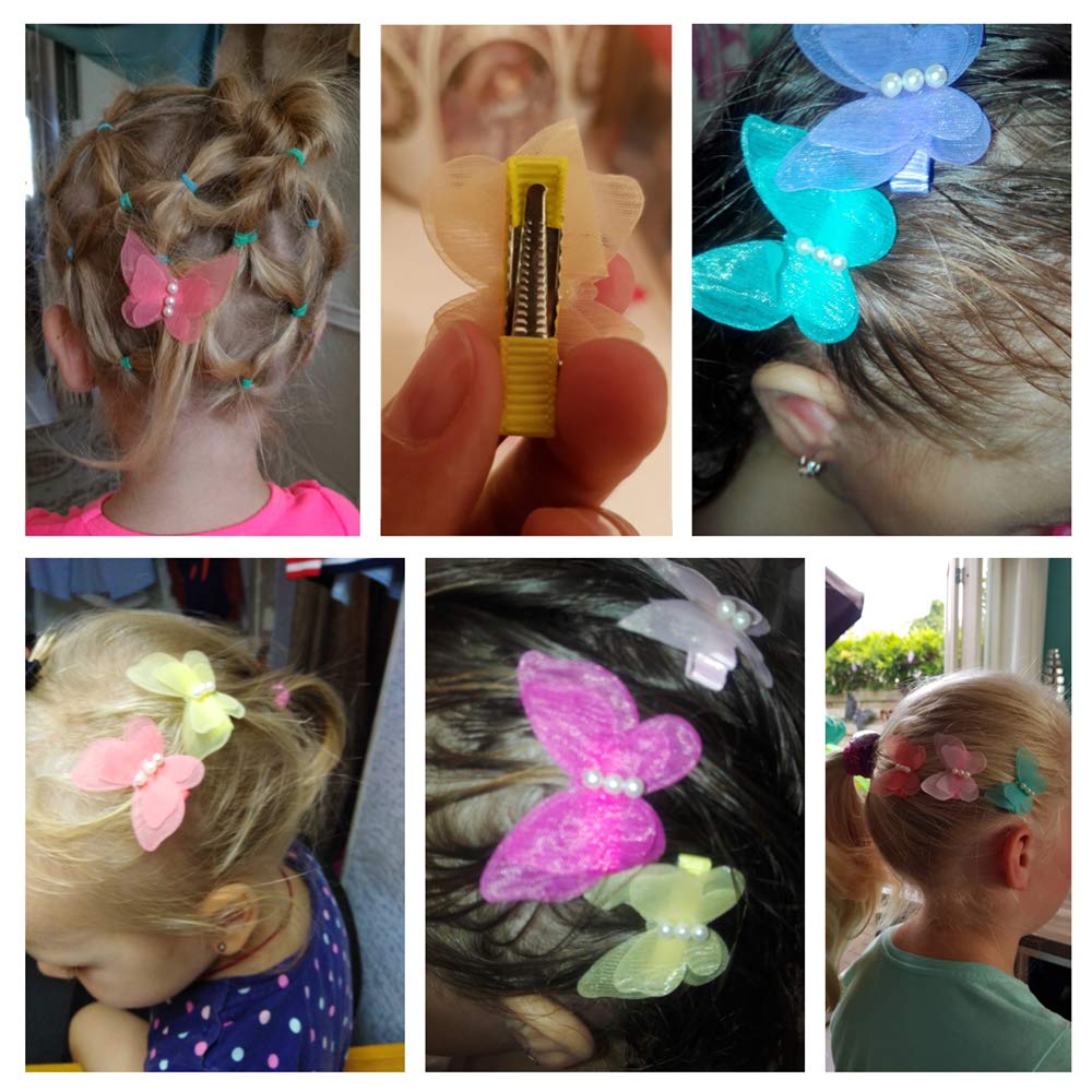 Zapire 16 Packs Baby Girl Hair Clips Chiffon Non-slip Butterfly Clips Barrettes for Girls Baby Kids Children Toddlers Hair Accessories (16 packs)