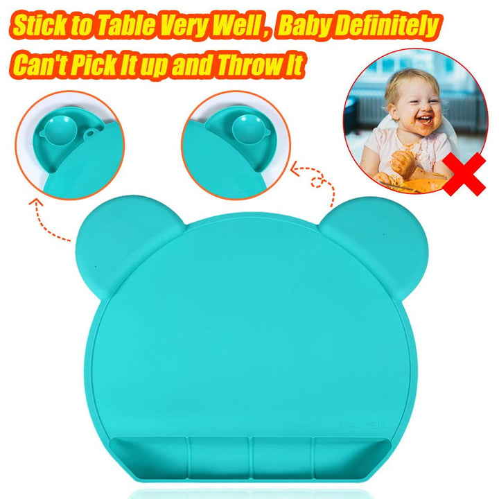 Silicone Baby Placemat Suction - Kids Placemats with Strong Suction Food Catching Placemat Silicone Placemats for Kids Babies Toddlers Tiny Diner Placemat Roll Up Non Slip Washable Baby Restaurant Mat
