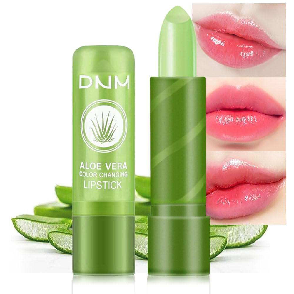 BINGBRUSH 1 Pcs Aloe Vera Color Changing Lipstick Queen,Long Lasting Lip Care Nutritious Plumper Lip Balm Moisturizer Magic PH Temperature Color Change Lip Gloss Makeup Set for Women