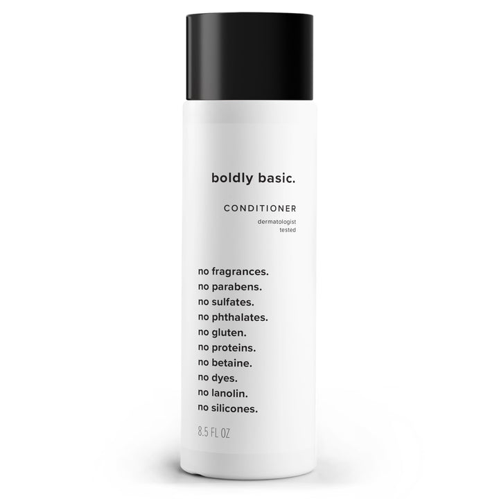 Boldly Basic Fragrance Free Conditioner - Gentle on Sensitive Skin and Hair - Unscented - Dermatologist Tested - No Sulfates, Parabens or Gluten - Non Comedogenic and Hypoallergenic