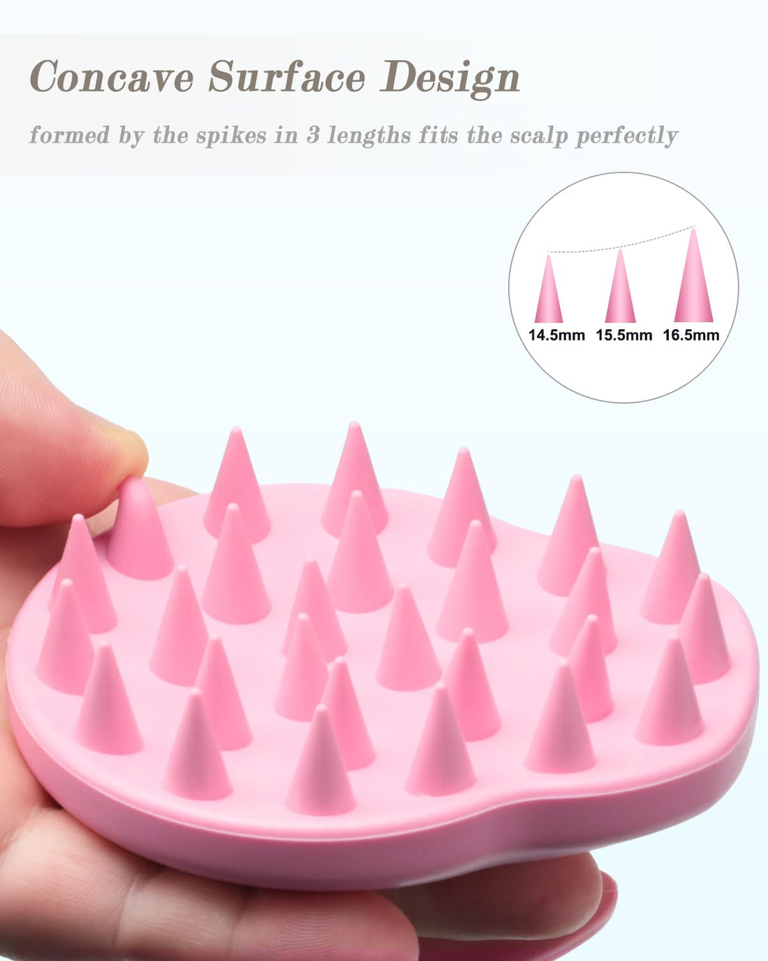 FREATECH Hair Scalp Massager Shampoo Brush (One Piece of Solid Silicone), Fine Scrub to Exfoliate, Fits Perfectly to The Scalp and Palm, Dandruff Removal and Hair Growth, Hygienic & Sturdy, Pink