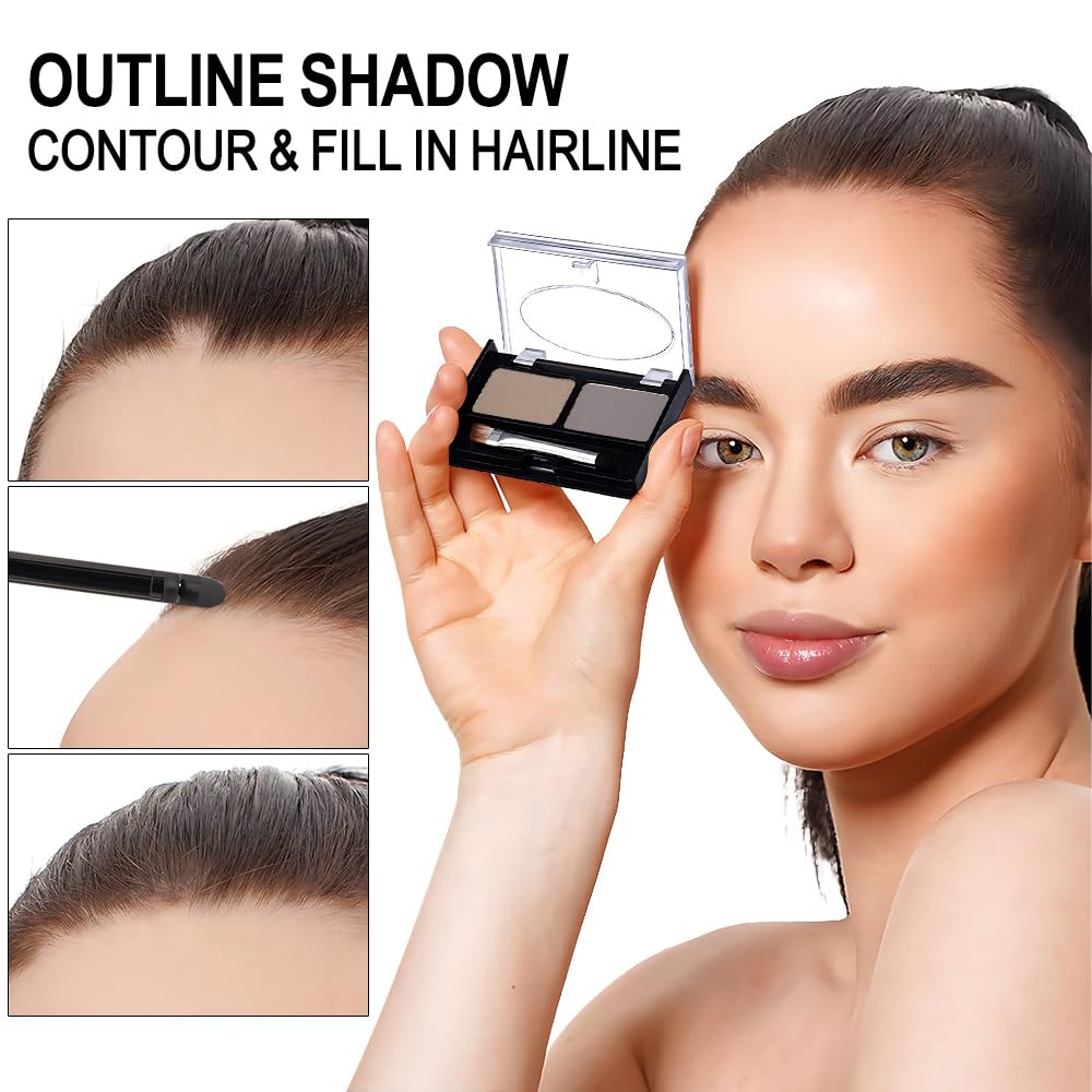 Eyebrow Powder Light Brown Kit,Eye Brow Powder for Women Long-Lasting Waterproof Two Colors Brow Filler Get Full Defined Natural Brows,Eyebrow Contour Palette with Double-ended Eyebrow Brush