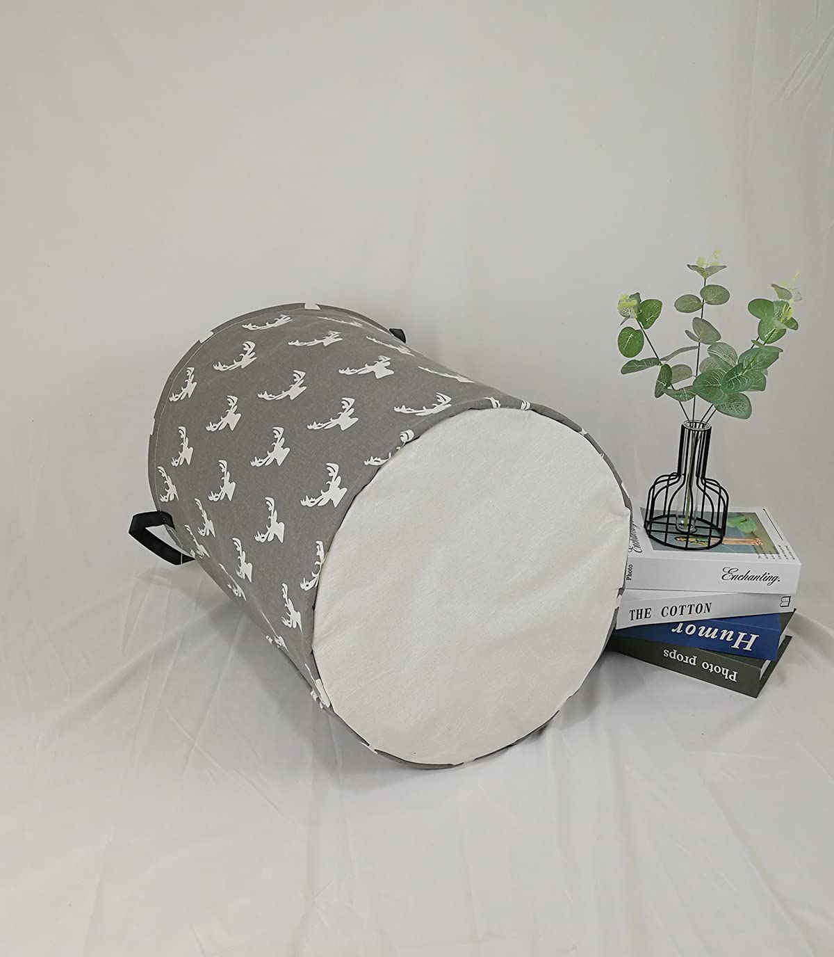 KUNRO Large Sized Storage Basket Waterproof Coating Organizer Bin Laundry Hamper for Nursery Clothes Toys (Grey deer)