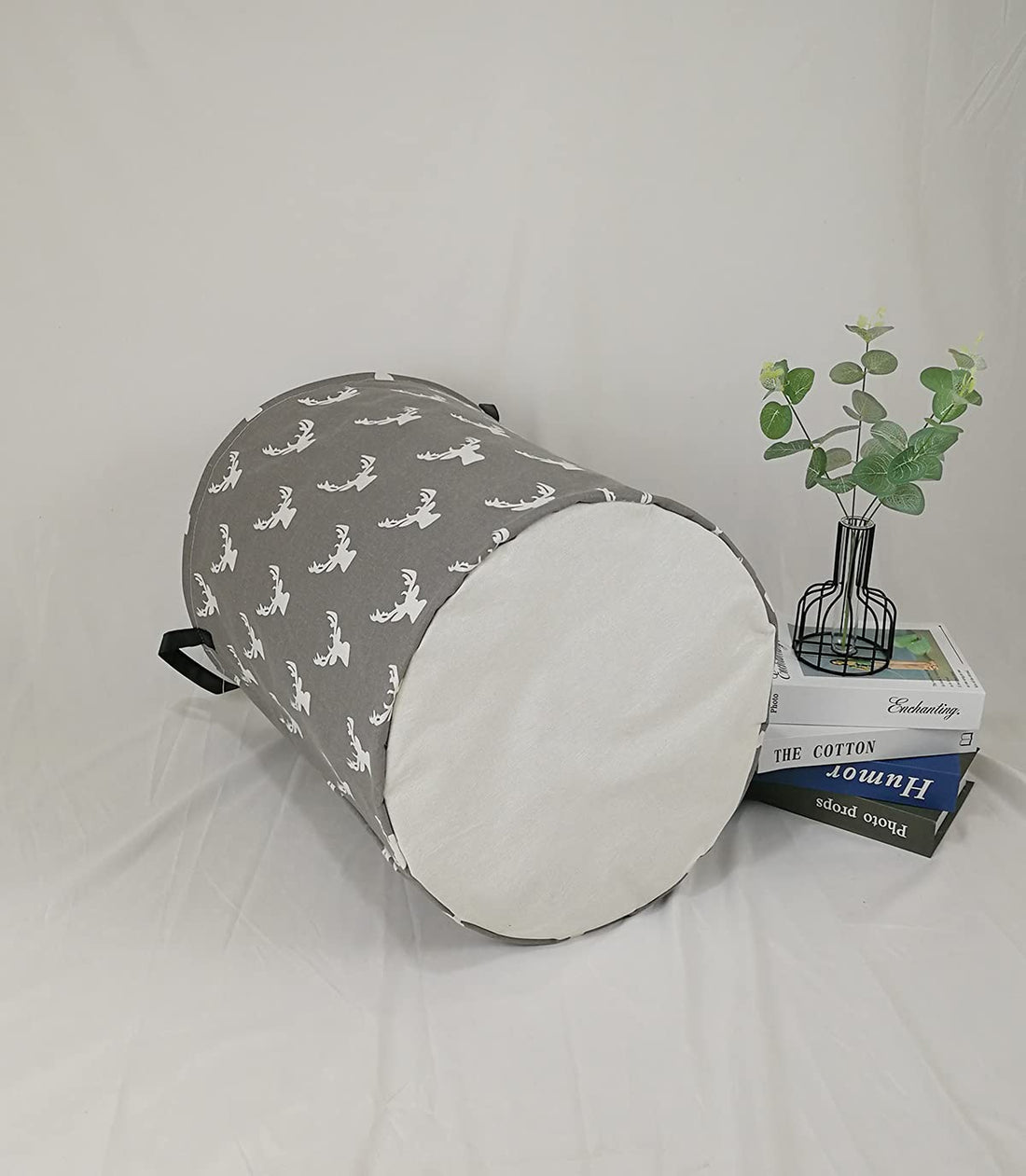 KUNRO Large Sized Storage Basket Waterproof Coating Organizer Bin Laundry Hamper for Nursery Clothes Toys (Grey deer)