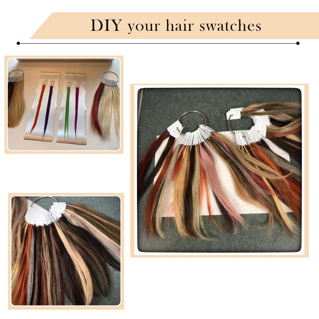 8'', Natural Black: Rinboool 100% Remy Human Hair Color Rings Swatches Testing Color Samples 8 Inch Hair Color Chart 30Pcs/Package Natural Black