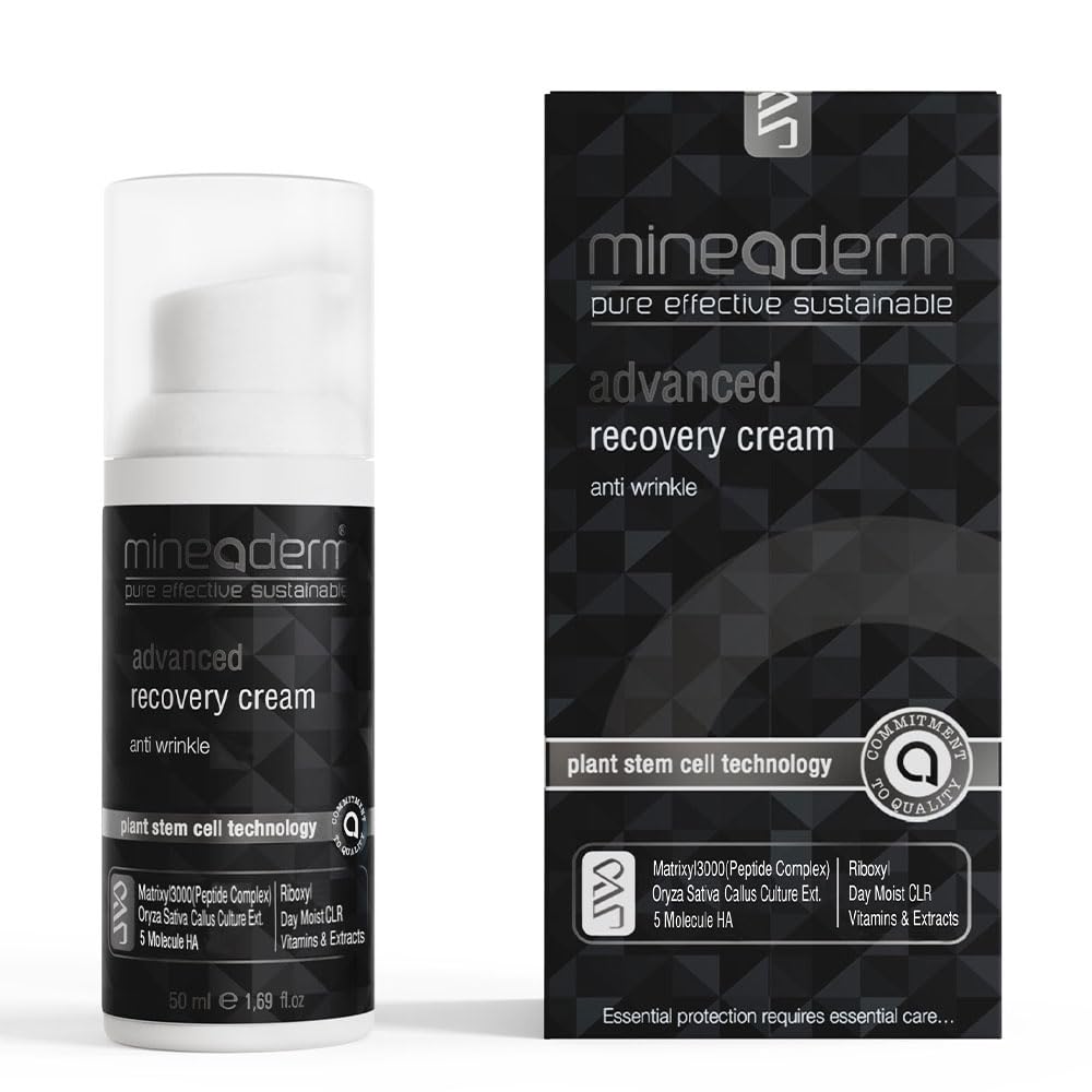 Mineaderm Advanced Recovery Face Cream with Peptides, Regenistem Red Rice & Hyaluronic Acid Anti-Aging Facial Moisturizer for Fine Lines, Wrinkles & Skin Firming