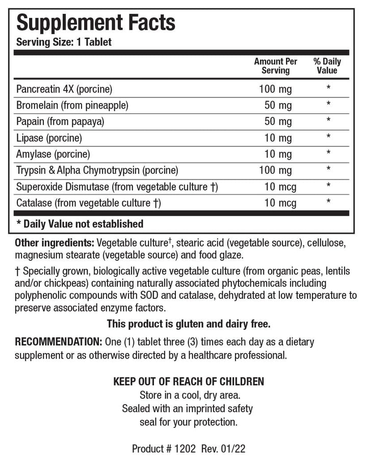 Biotics Research Intenzyme Fort™ Proteolytic Pancreatic Enzymes, Pancreatin, Bromelain, Papain, Lipase, Amylase–Supplement Supports Healthy Protein Digestion, Immune & Circulatory Function 500 Tablets