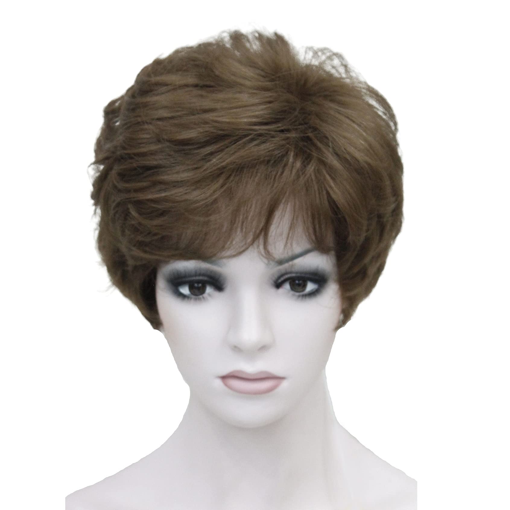 12Tt26: Wiginway Lady Women Short Syntheic Natural Wave Wigs Light Brown Hair Wig Short Bob Wigs(Light Brown#12Tt26)11 Color
