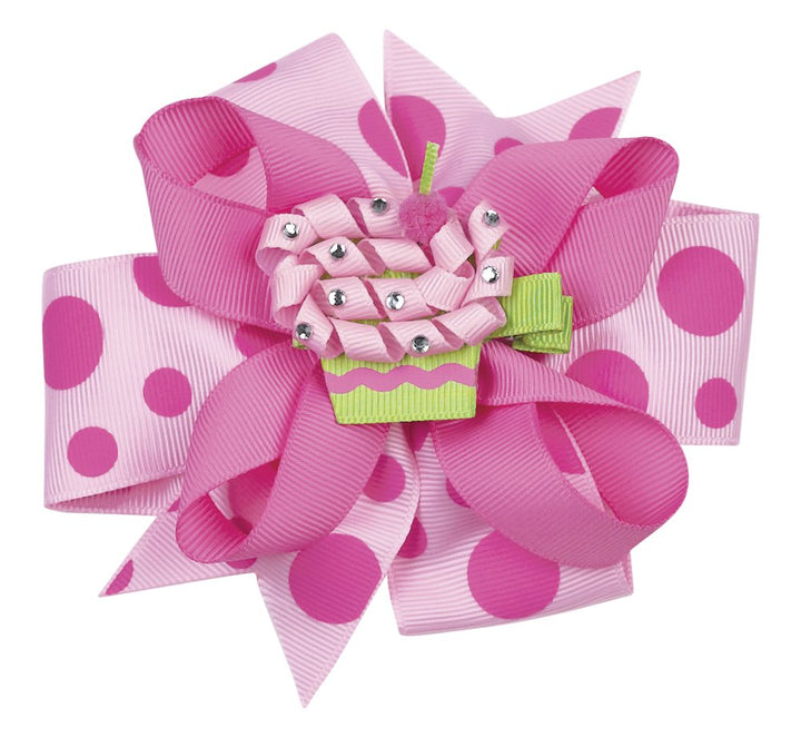 Bearington Baby Cupcake 3 in 1 Girl's Birthday Outfit Hair Bow, Pink