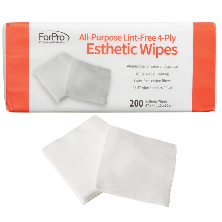 ForPro All-Purpose Lint-Free 4-Ply Esthetic Wipes - Non-Woven - For Salon and Spa Use- Soft, Strong and Durable- Latex-Free ââ‚¬â€œ Medical-Grade Fibers - 4ââ‚¬Â x 4ââ‚¬Â - 200-Count