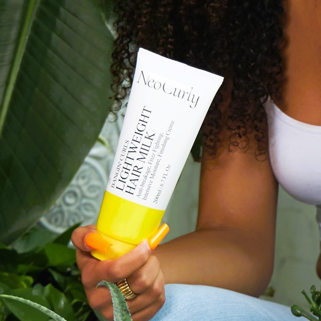 NeoCurly Hair Milk Leave In Conditioner Refresher Frizz Control Lotion Cream Moisturizer with Avocado,Jojoba & Argan Oils,Natural Hydrating Revitalizing Lightweight Detangler, Light Natural Scent 6.7